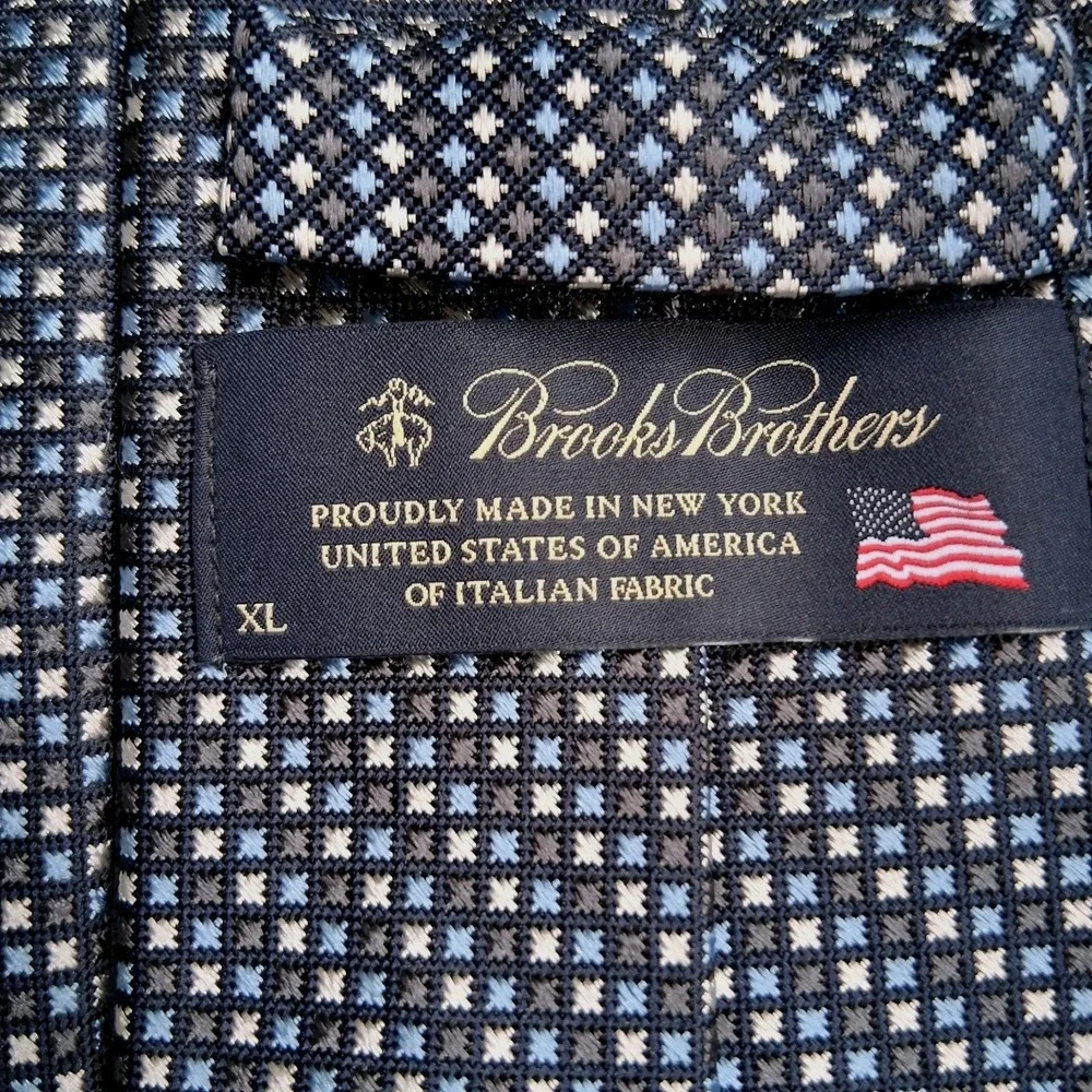 Vtg Brooks Brothers Men's XL Silk Rep Tie Geometric Multicolor Made USA 90's Y2K
